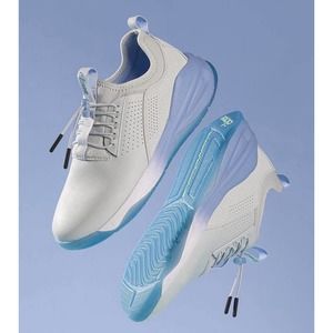 Gray and Blue Athletic Shoes with Modern Design